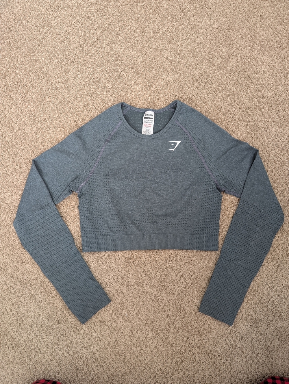 Gymshark Women's Charcoal Seamless Cropped Long-Sleeve Top